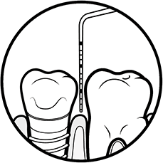 Icon showing teeth being assessed