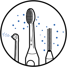 Icon showing different kinds of toothbrushes