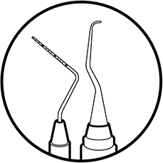 Icon of dental tools use to check teeth